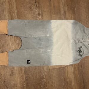 Gray and White Baby Romper with Tan Accents